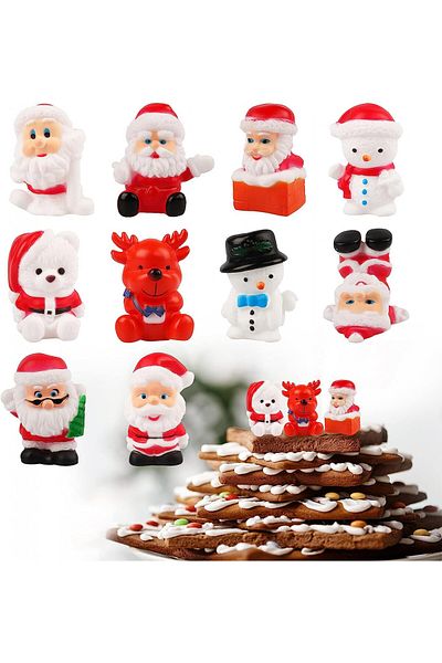 Yisscen Set of 10 Christmas cake decorations Yisscen, PVC, white/red, 4.5 cm