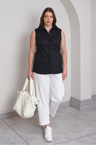 Büyük Moda Sleeveless Poplin Shirt