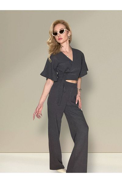 Oyga Women's Flared Sleeve Top Crop Pants Two-Piece Bottom Top Set
