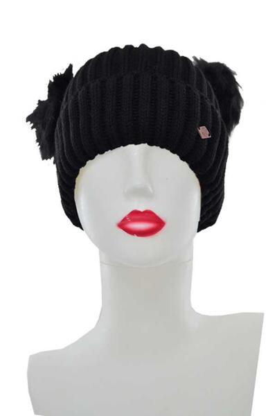 Suyutti Kadın Çift Ponponlu Örme Bere (P-K22004-01)