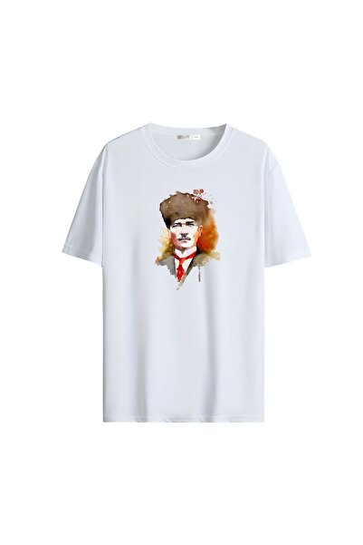 Gölge Store Crveno-bela majica sa zastavom i Ataturkom, velika unisex majica ...