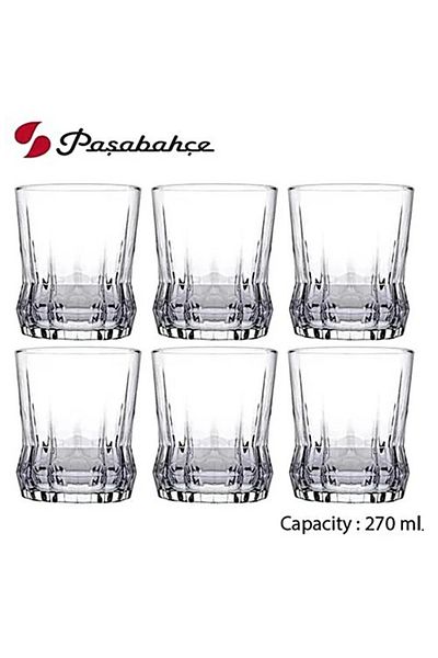 Paşabahçe Gaia Juice Glasses, Clear Striped Glass, 270ml, 6 Pieces, Pasabahce