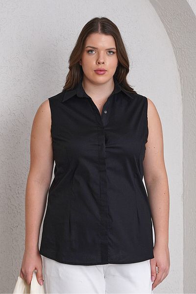 Büyük Moda Sleeveless Poplin Shirt