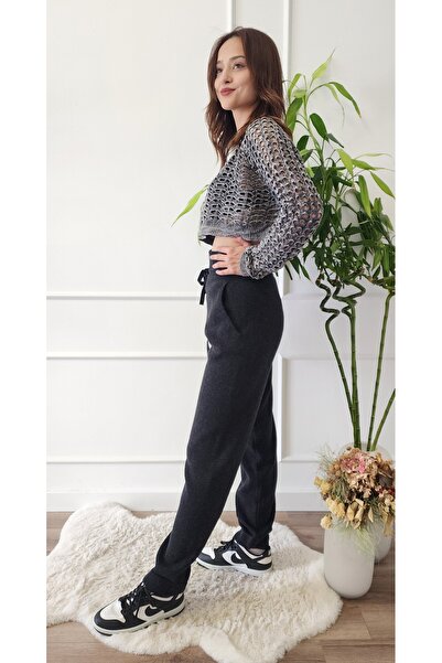 Dilvin Beli Lastikli Bağcıklı Triko Pantolon