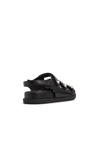 Call it Spring Black Pearlle Flat Sandals For Women