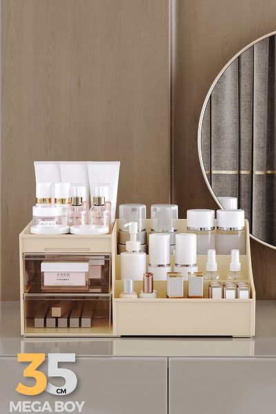 Pufwin Home Elegance XL Transparent Drawers Jewelry Makeup Perfume Cosmetic Cream Organizer Organizer