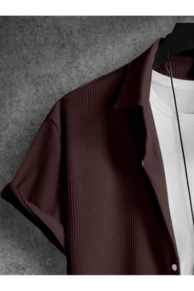 Altamira Ανδρικό μαύρο κοντομάνικο πουκάμισο σορτς Οθωμανικό κοστούμι