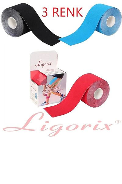 Ligorix Kinezyo Sport Tape - Pain Tape |   3 Pieces |   3 Colors (Red - Blue - Black) |   5 cm X 5 m