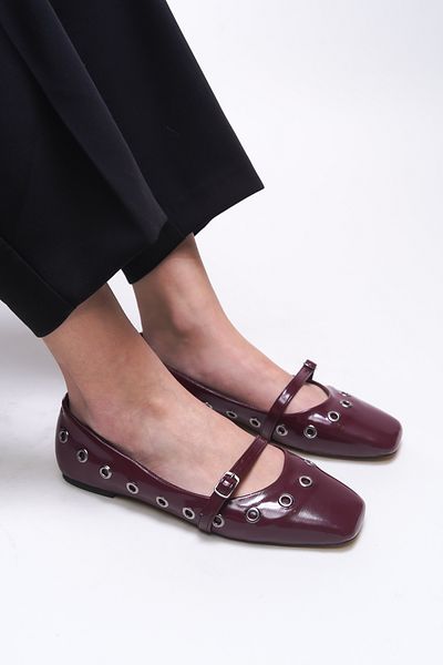 Riccon Balerini Thelmurn pentru femei 0012900   Piele lacuita rosie Claret