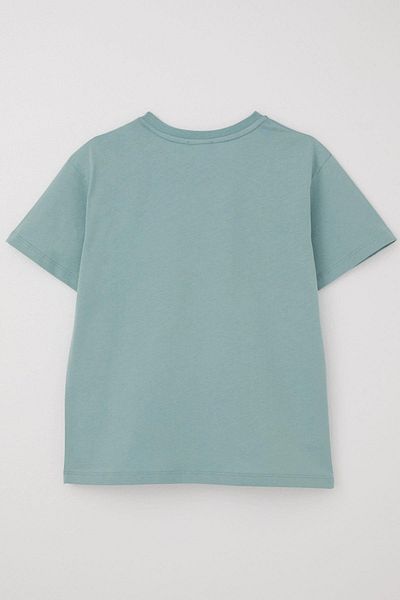 Breeze Boy's T-Shirt with Double Pocket Detail, Embossed Text Printed, 6-12 Years, Aqua Green