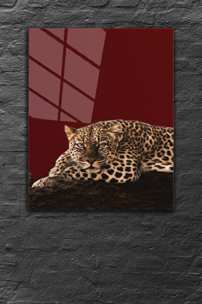 z zizuph Bordo Leopar Desen, 4 mm Temperli Kırılmaz Cam Tablo