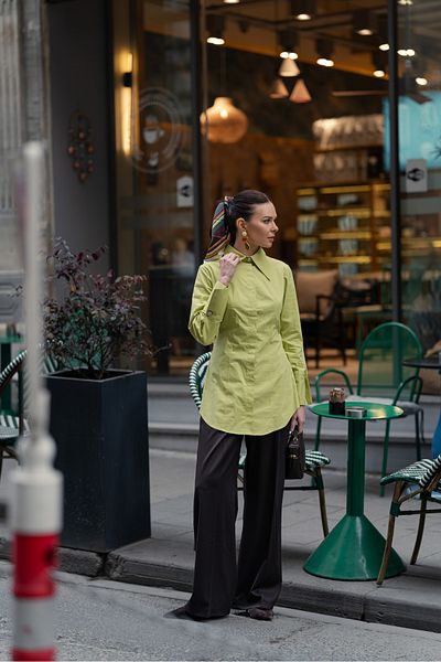 Merve DAĞLI Meghan Poplin Cămașă verde