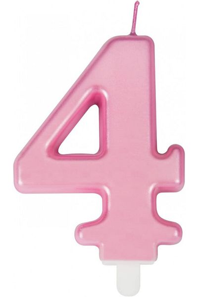 Uvtqssp Cake candle number 4 Uvtqssp, wax, pink, 8 cm