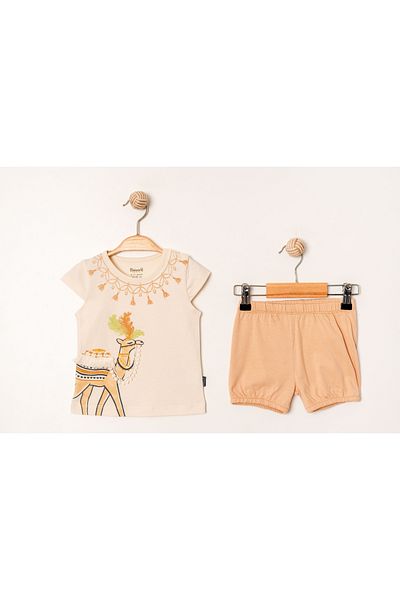 Miniworld Baby Girl Combed Cotton Shorts Suit / Printed Baby Girl Suit/ Combed Cotton Shorts Girl Suit