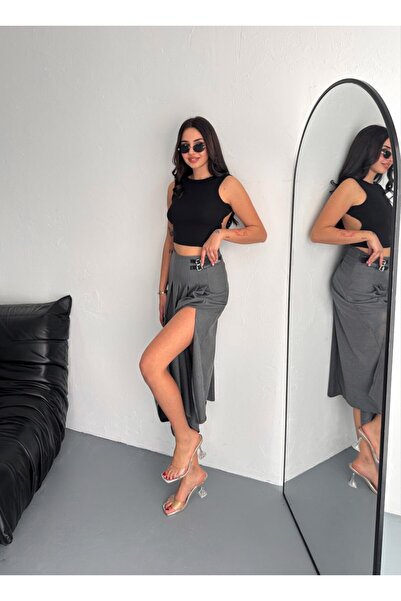 Gugus FUSTA LUNGĂ DE FEMEIE LIMAA DE PÂSĂRĂ CU DETALIE DE CUREA DUBLĂ ÎN TALI...