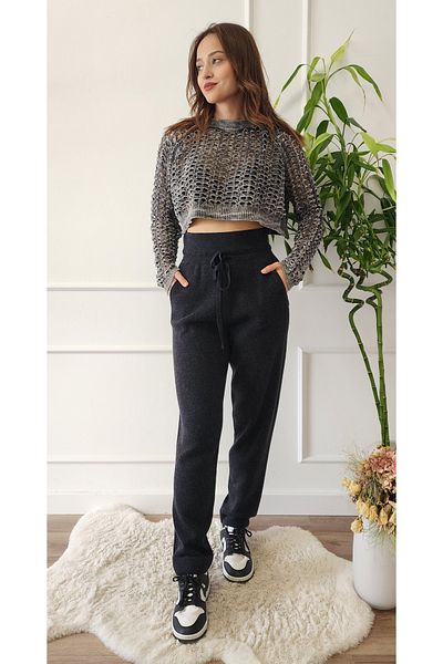Dilvin Lace-Up Knitwear Trousers with Elastic Waist
