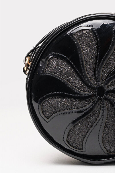 Icone Geantă pentru fetiță din imitație cu sclipici - rotundă