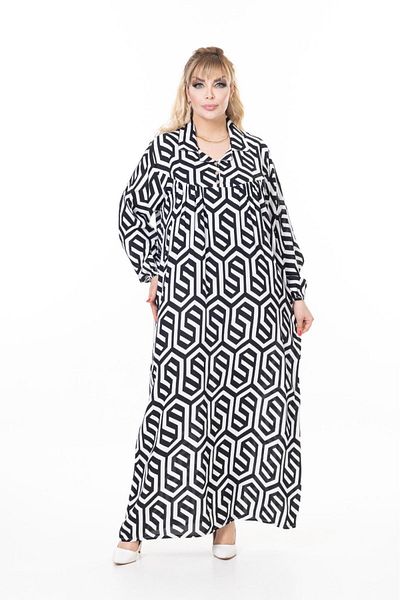 mervemoda Women's Long Sleeve Plus Size Woven Summer Long Sleeve Dress