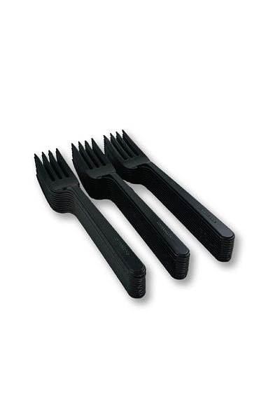 Home 100 L Champagne Black Thick Plastic Fork