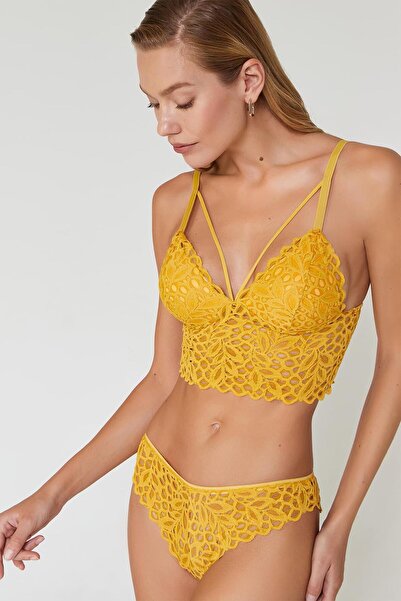 Cansoy 319 Liona Dantelli Destekli Balensiz Bralet Takım