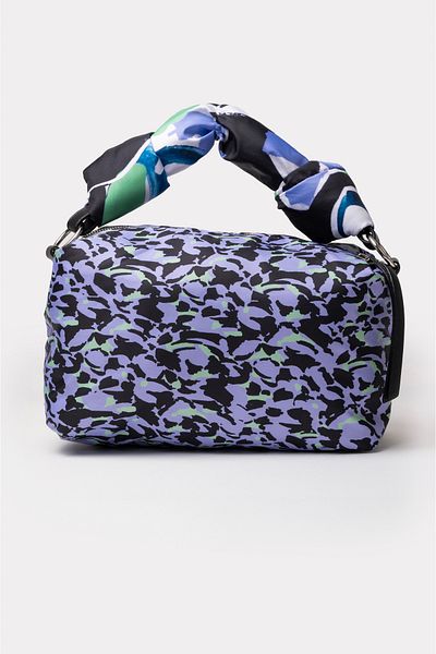 ICONE BAG Purple Patterned Printed Women's Bag with Scarf and Chain Accessory - Hand and Shoulder Cloth