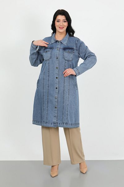 By Alba Collection Дълго дънково яке за жени, големи размери