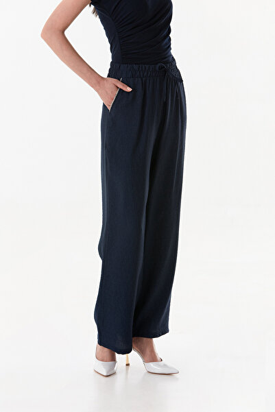 Fulla Moda Palazzo Trousers with Pocket Stone Detail and Elastic Waist