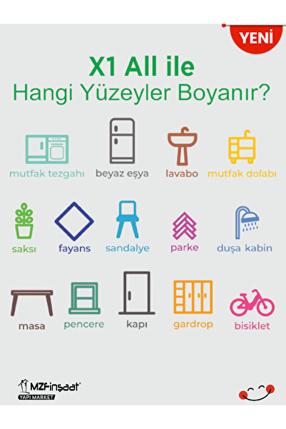 Polisan POLİSAN X1 ALL  Yeni Nesil Dönüşüm Boyası Beyaz - Dolap-fayans-cam-plastik-ahşap-duvar