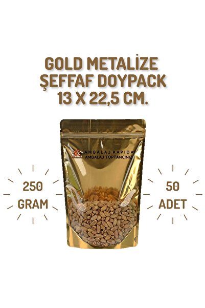 MSB Ambalaj Doypack Gold+metalize Şeffaf Kilitli 13x22*7 50 Li