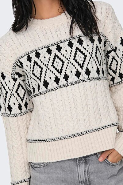 ONLY Pulover tricotat cu model cu mânecă lungă Onlmarent pentru femei 15314887 Ecru