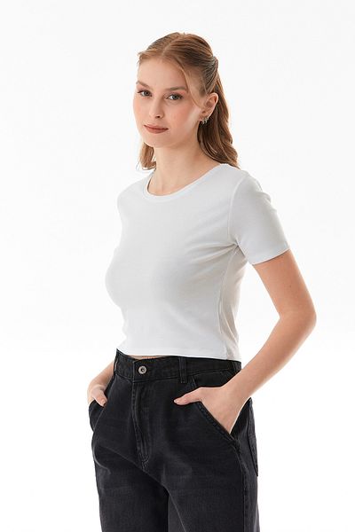 Fulla Moda Basic Crew Neck Crop T-Shirt