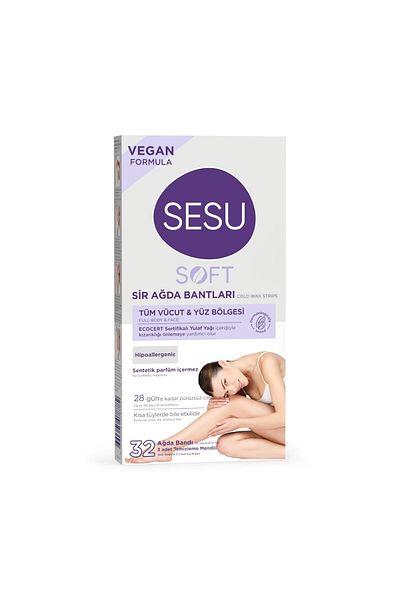 Sesu Soft Whole Body & Face Area Wax Strips 32 Pieces
