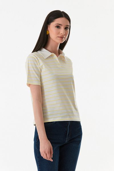 Fulla Moda Striped Polo Neck T-Shirt