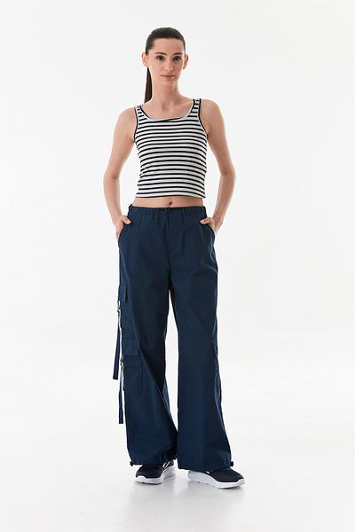 Fulla Moda Cargo Pocket Gabardine Trousers with Waist and Leg Stoppers