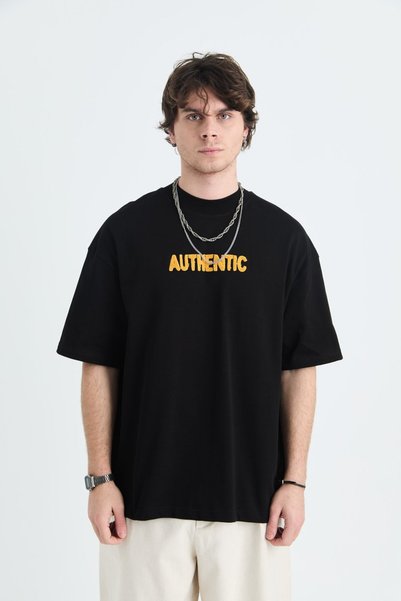 CANMODA Authentic Oversize %100 Pamuk T-Shirt - Siyah