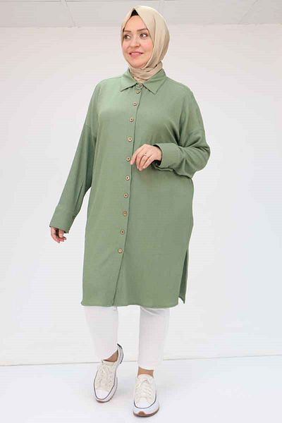 Eslina 58043 Large Size Low Sleeve Wrap Shirt - Nefti