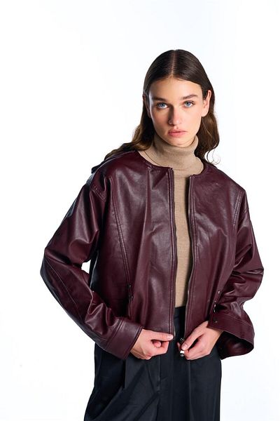 SHERIN Jachetă din piele oversize roșu Claret