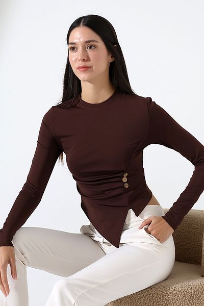 Butik Beyza Λεπτομερής μπλούζα με κουμπί