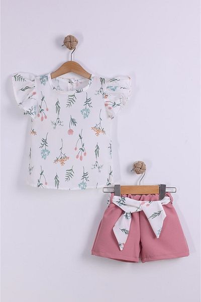 diamondstar Girl's Floral Patterned Shorts Set for Age 2/5