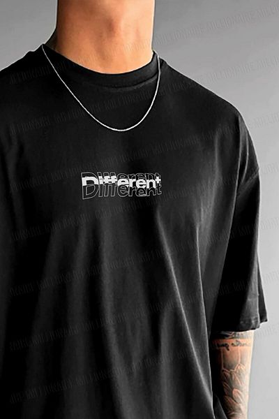 Millionaire Ανδρικό μπλουζάκι μαύρο διαφορετικό oversize φαρδύ φαρδύ κομμένο μπλουζάκι