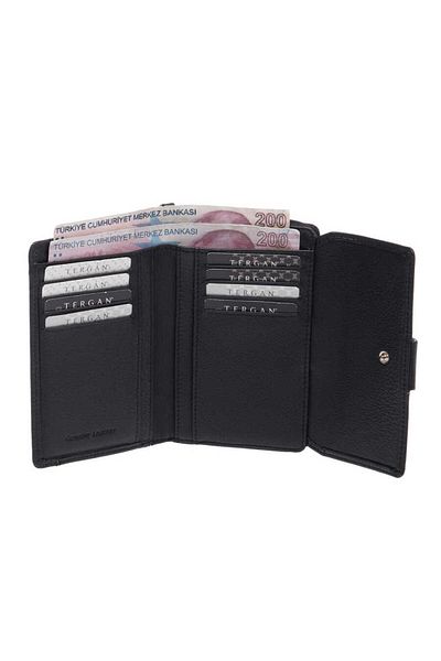 Tergan Black Genuine Leather Women's Wallet - S1Cb 00005813 -A85