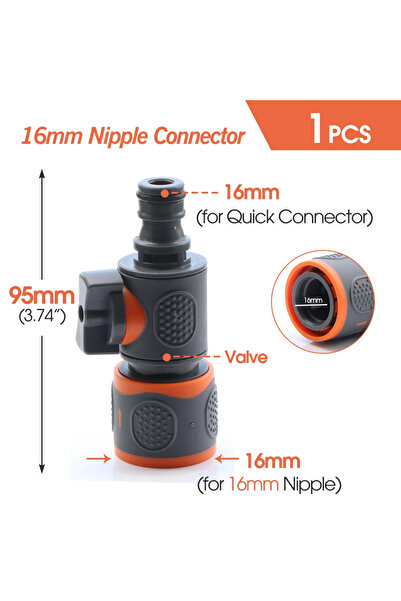 Choice1 M to F-1PCS 16mm Ball Valve Hose Adapter Quick Connector Coupling Ext...