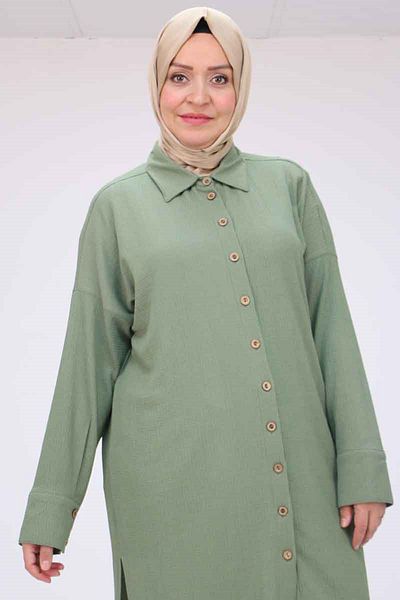 Eslina 58043 Large Size Low Sleeve Wrap Shirt - Nefti