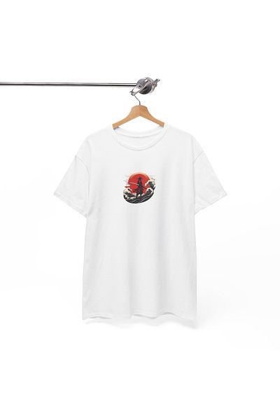 IVART Sunset, Sea and Samurai Printed Unisex 100% βαμβακερό μπλουζάκι