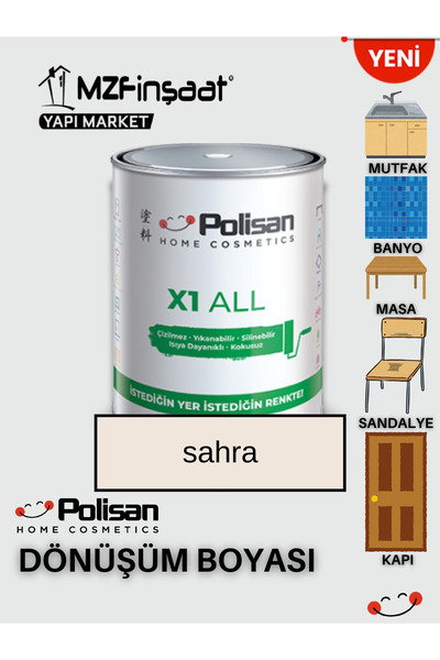 Polisan POLİSAN X1 ALL  Yeni Nesil Dönüşüm Boyası Beyaz - Dolap-fayans-cam-plastik-ahşap-duvar