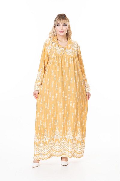 mervemoda Women's Long Sleeve Plus Size Woven Summer Long Sleeve Dress