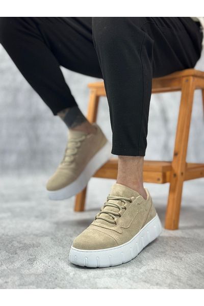 BESKAR BA0666 Ανδρικά παπούτσια casual BOA Cream ψηλή σόλα