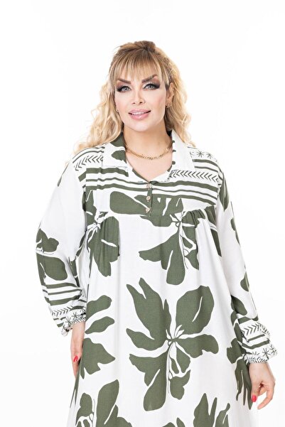 mervemoda Women's Long Sleeve Plus Size Woven Summer Long Sleeve Dress