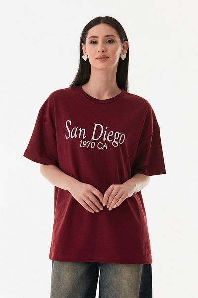 Fulla Moda Tricou oversize cu imprimeu San Diego