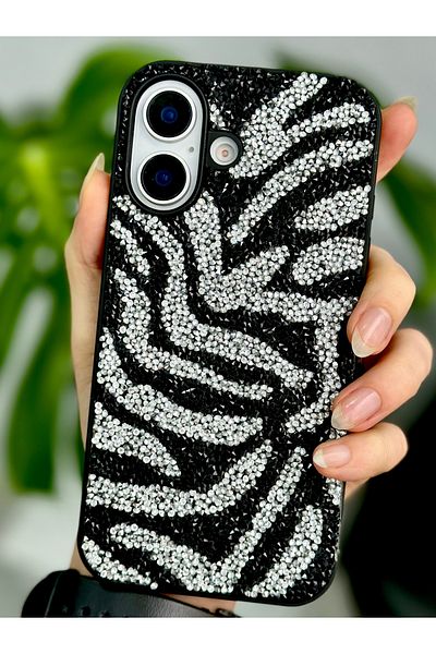 Go Aksesuar حافظة سيليكون متوافقة مع هاتف Iphone 16 بتصميم ماسي مرصع بأحجار الراين اللامعة